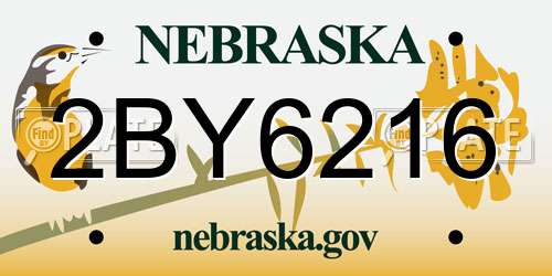 2BY6216 Nebraska License Plate