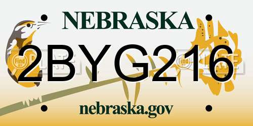 2BYG216 Nebraska License Plate