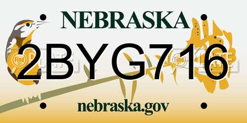 2BYG716 Nebraska License Plate