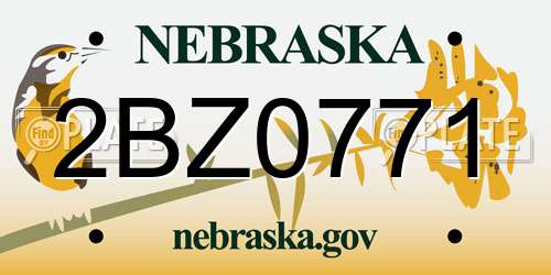 2BZ0771 Nebraska License Plate