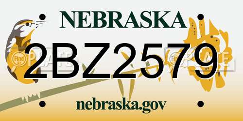 2BZ2579 Nebraska License Plate