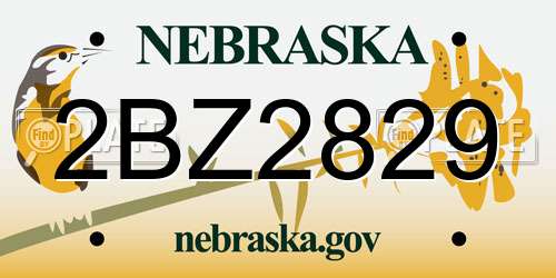 2BZ2829 Nebraska License Plate