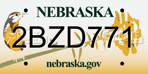 2BZD771 Nebraska License Plate