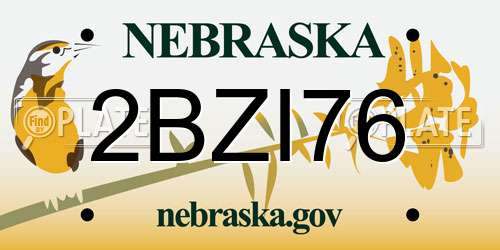 2BZI76 Nebraska License Plate