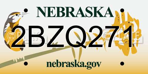 2BZQ271 Nebraska License Plate