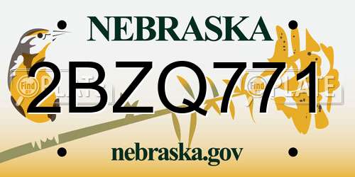 2BZQ771 Nebraska License Plate