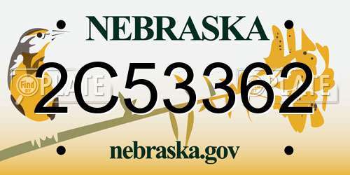 2C53362 Nebraska License Plate