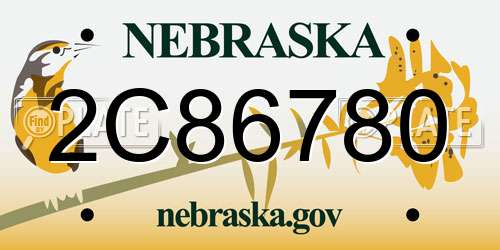 2C86780 Nebraska License Plate