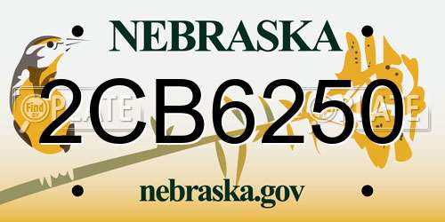 2CB6250 Nebraska License Plate