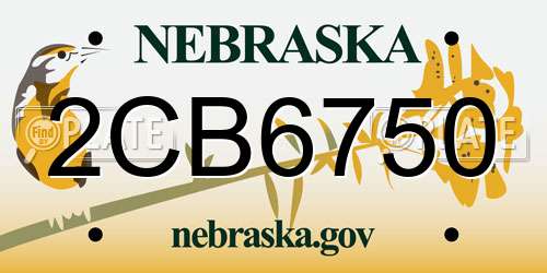 2CB6750 Nebraska License Plate