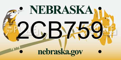 2CB759 Nebraska License Plate