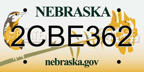 2CBE362 Nebraska License Plate