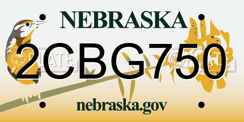 2CBG750 Nebraska License Plate