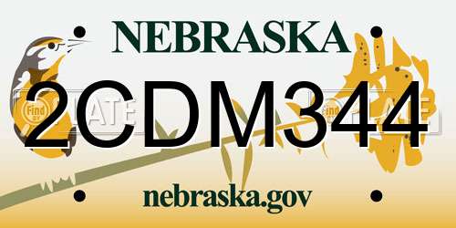 2CDM344 Nebraska License Plate