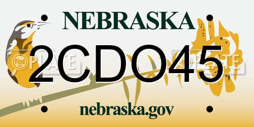 2CDO45 Nebraska License Plate