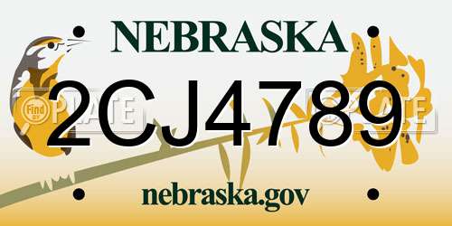 2CJ4789 Nebraska License Plate