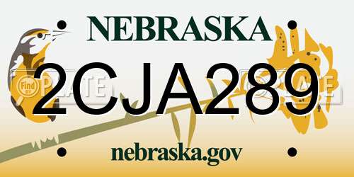 2CJA289 Nebraska License Plate