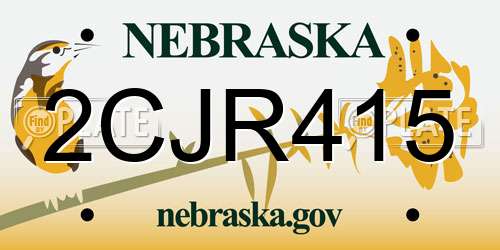 2CJR415 Nebraska License Plate