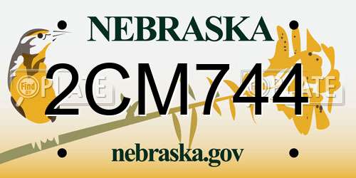 2CM744 Nebraska License Plate