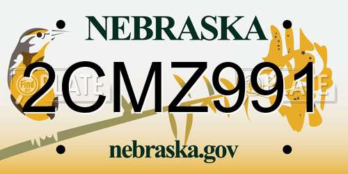 2CMZ991 Nebraska License Plate
