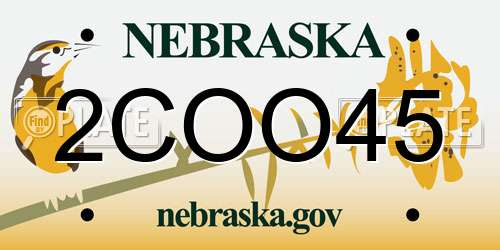 2COO45 Nebraska License Plate