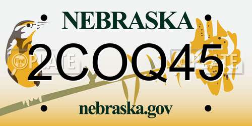 2COQ45 Nebraska License Plate