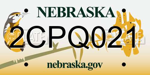 2CPQ021 Nebraska License Plate
