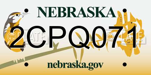 2CPQ071 Nebraska License Plate