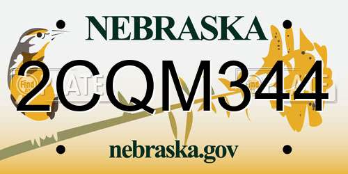 2CQM344 Nebraska License Plate