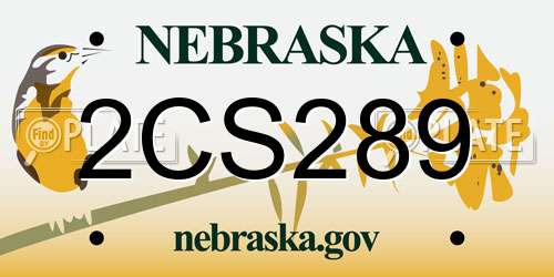 2CS289 Nebraska License Plate