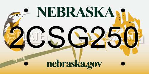 2CSG250 Nebraska License Plate