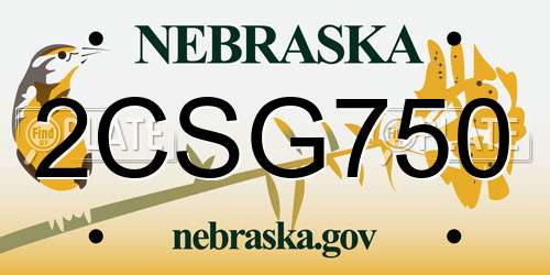2CSG750 Nebraska License Plate