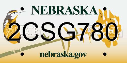 2CSG780 Nebraska License Plate
