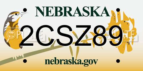 2CSZ89 Nebraska License Plate