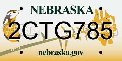 2CTG785 Nebraska License Plate