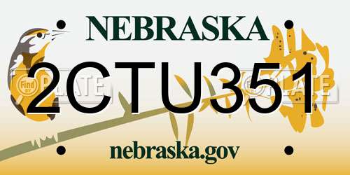 2CTU351 Nebraska License Plate