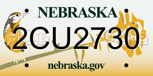 2CU2730 Nebraska License Plate