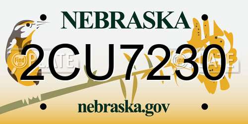 2CU7230 Nebraska License Plate