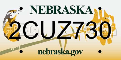 2CUZ730 Nebraska License Plate
