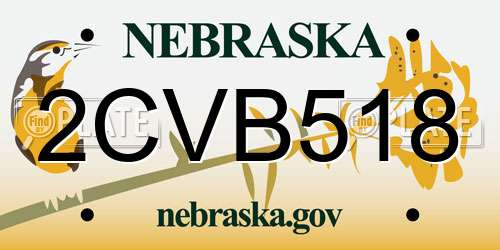 2CVB518 Nebraska License Plate