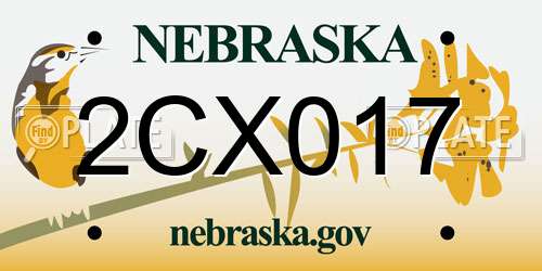 2CX017 Nebraska License Plate