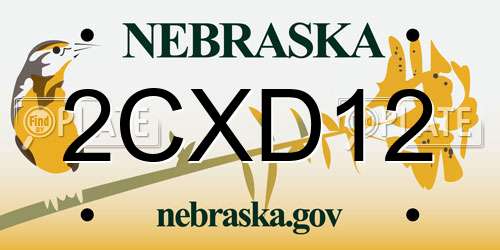 2CXD12 Nebraska License Plate