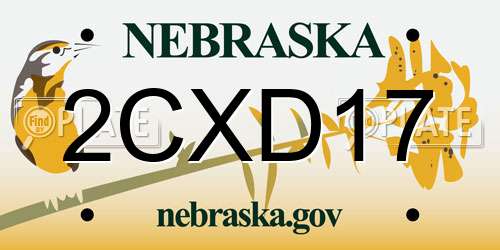 2CXD17 Nebraska License Plate