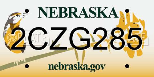 2CZG285 Nebraska License Plate