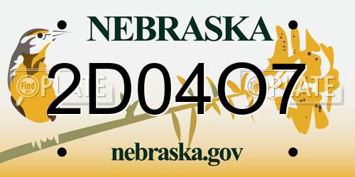 2D04O7 Nebraska License Plate