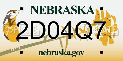 2D04Q7 Nebraska License Plate