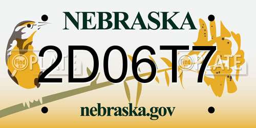 2D06T7 Nebraska License Plate
