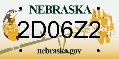 2D06Z2 Nebraska License Plate