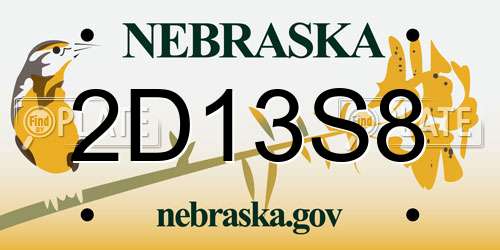 2D13S8 Nebraska License Plate