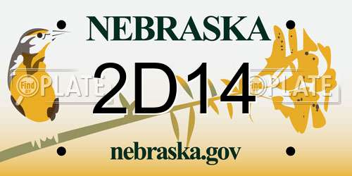 2D14 Nebraska License Plate